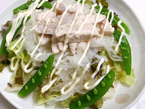 サラダチキンと新玉のサラダうどん